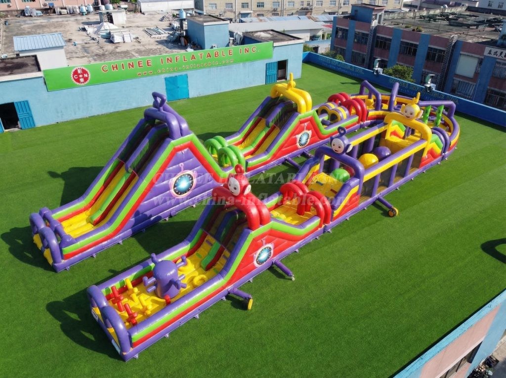 CR2-599 Teletubbies Theme Giant Inflatable Obstacle Courses Challenging Run