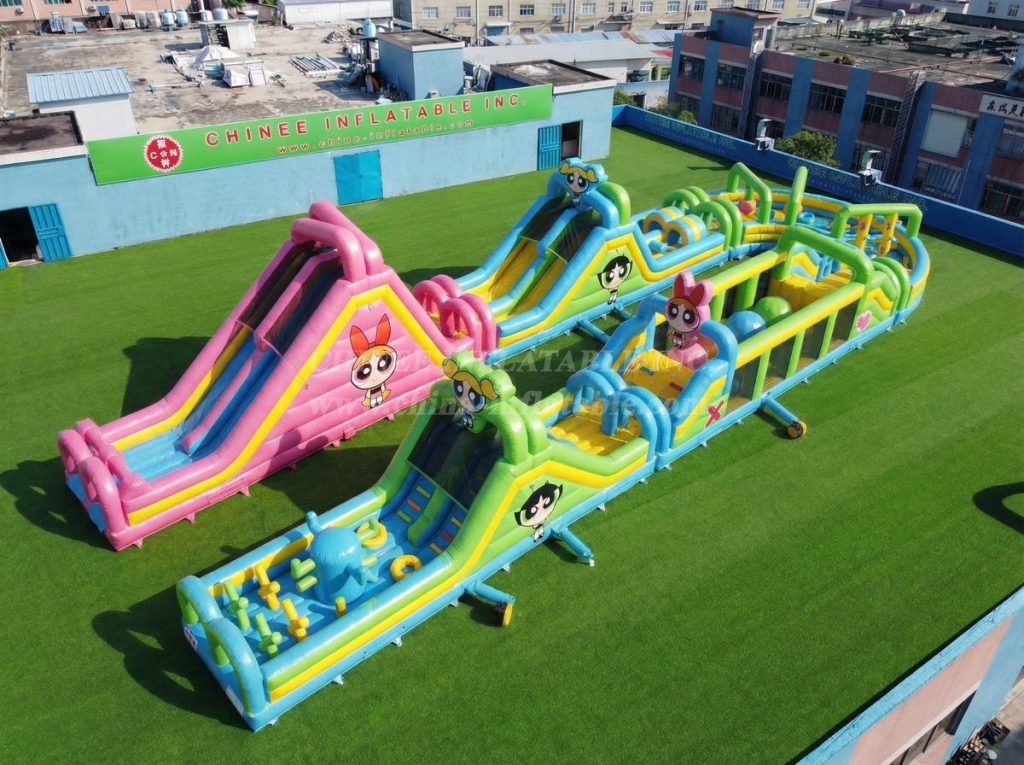 CR2-603 The Powerpuff Girls Theme Giant Inflatable Obstacle Courses Challenging Run