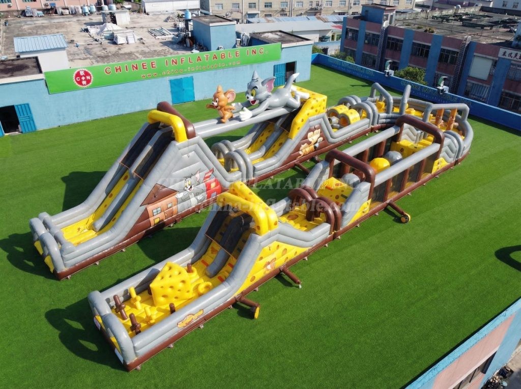 CR2-609 Tom And Jerry Theme Giant Inflatable Obstacle Courses Challenging Run