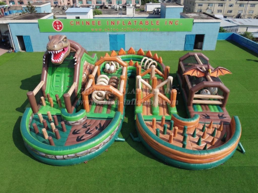 CR2-720 Dinosaur Theme Ginat Inflatable Obstacle Courses Challenging Run