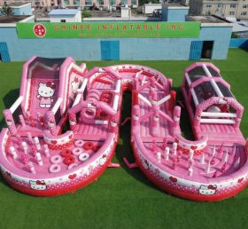 CR2-728 Hello Kitty Theme Ginat Inflatable Obstacle Courses Challenging Run