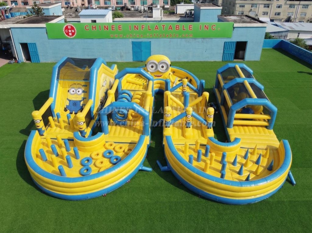 CR2-740 Minions Theme Ginat Inflatable Obstacle Courses Challenging Run