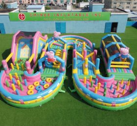 CR2-747 Peppa Pig Theme Ginat Inflatable Obstacle Courses Challenging Run