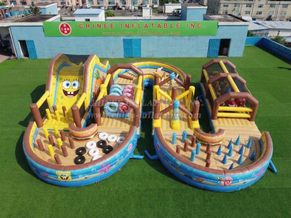 CR2-757 SpongeBob Theme Ginat Inflatable Obstacle Courses Challenging Run
