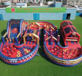 CR2-760 Superhero Theme Ginat Inflatable Obstacle Courses Challenging Run