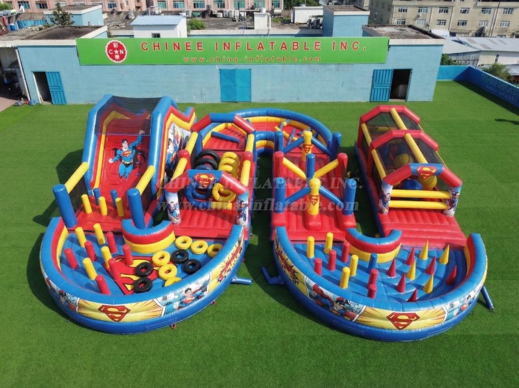 CR2-761 Superman Theme Ginat Inflatable Obstacle Courses Challenging Run