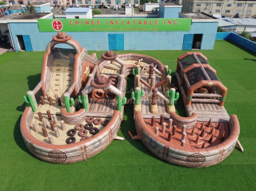 CR2-771 Wild West Theme Ginat Inflatable Obstacle Courses Challenging Run