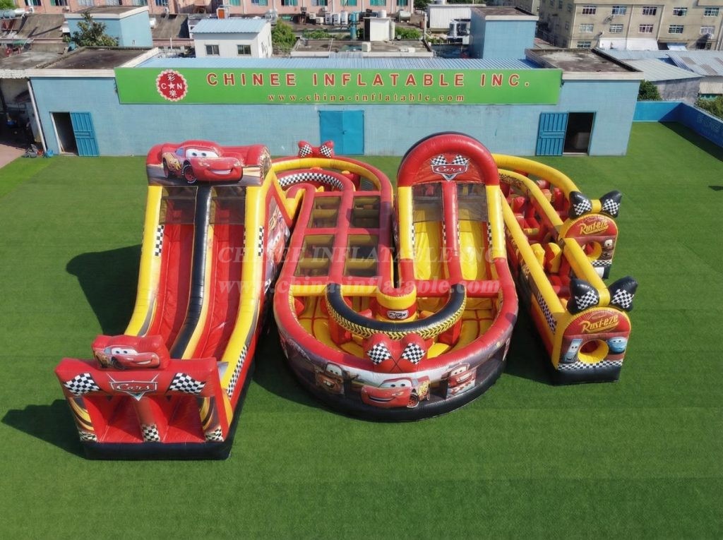 CR2-788 Cars Theme Giant Inflatable Obstacle Courses Challenging Run