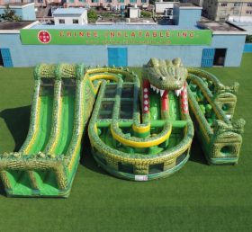 CR2-789 Crocodile Theme Giant Inflatable Obstacle Courses Challenging Run