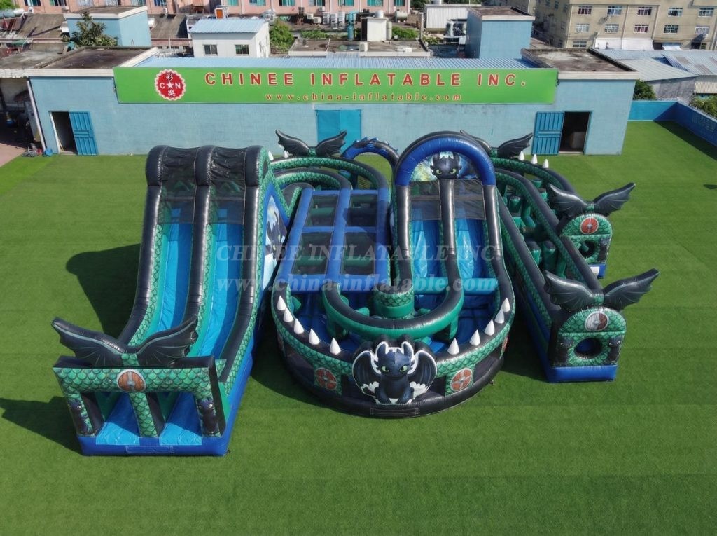 CR2-802 How To Train Your Dragon Theme Giant Inflatable Obstacle Courses Challenging Run