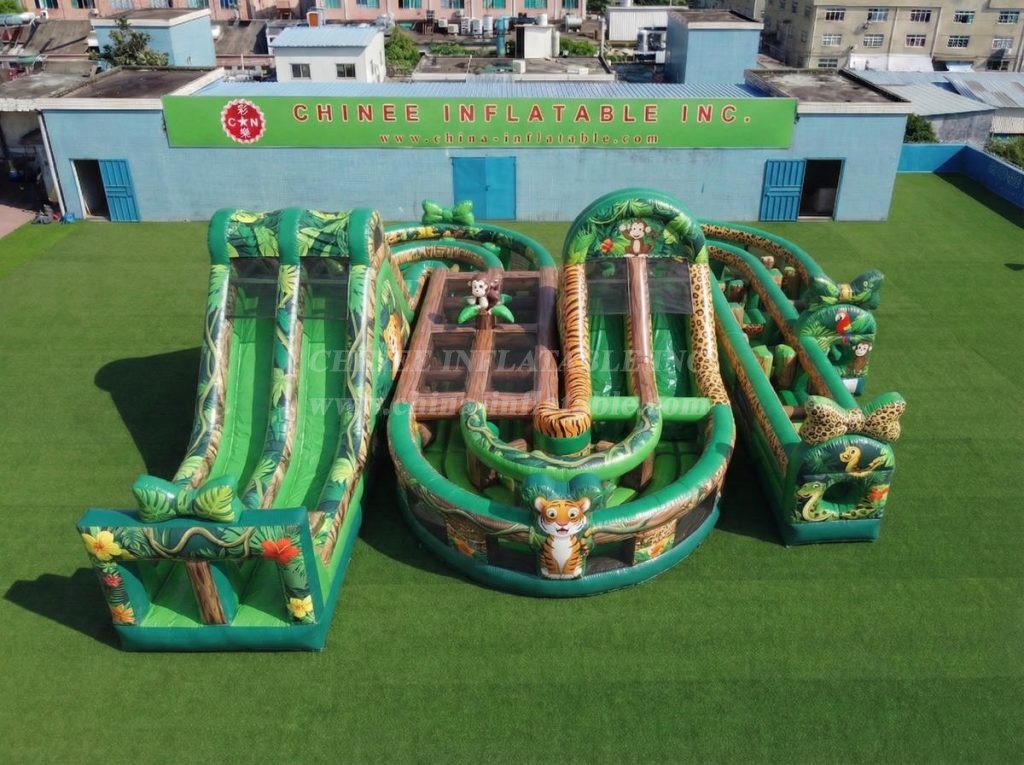 CR2-803 Jungle Theme Giant Inflatable Obstacle Courses Challenging Run