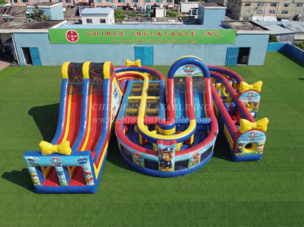 CR2-820 Paw Patrol Theme Giant Inflatable Obstacle Courses Challenging Run