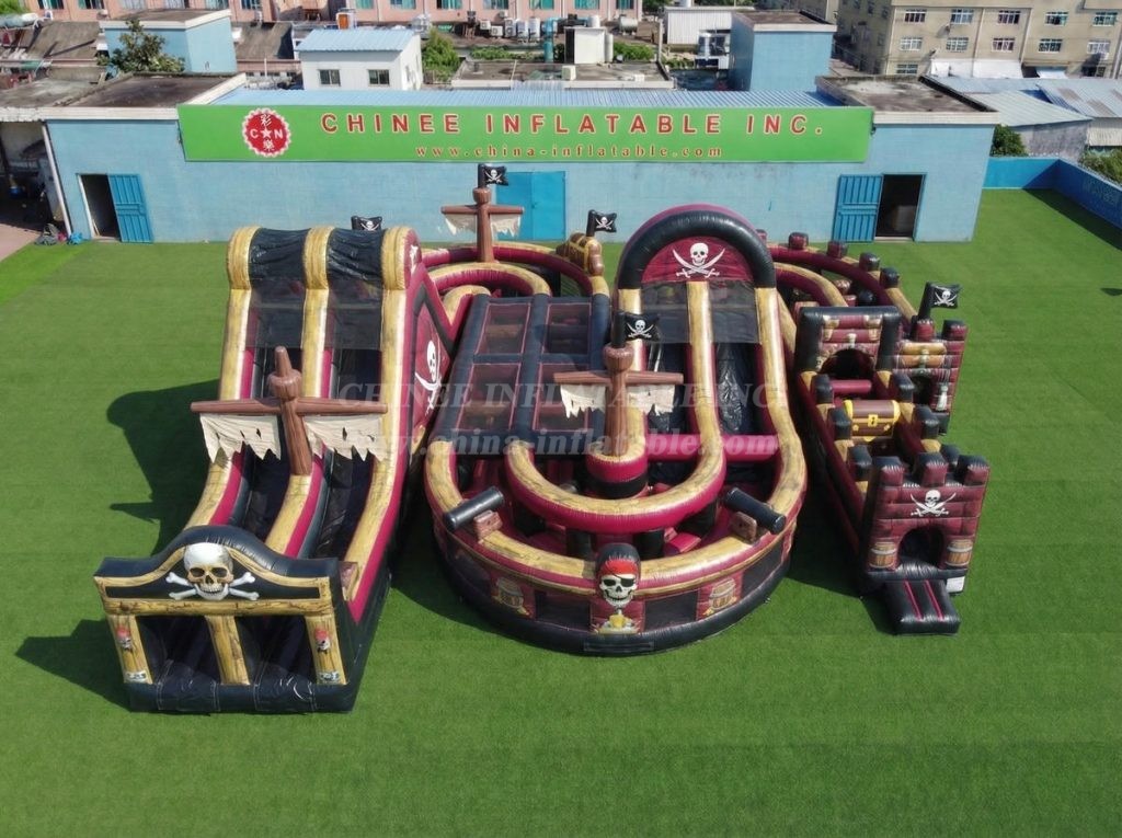 CR2-823 Pirates Theme Giant Inflatable Obstacle Courses Challenging Run