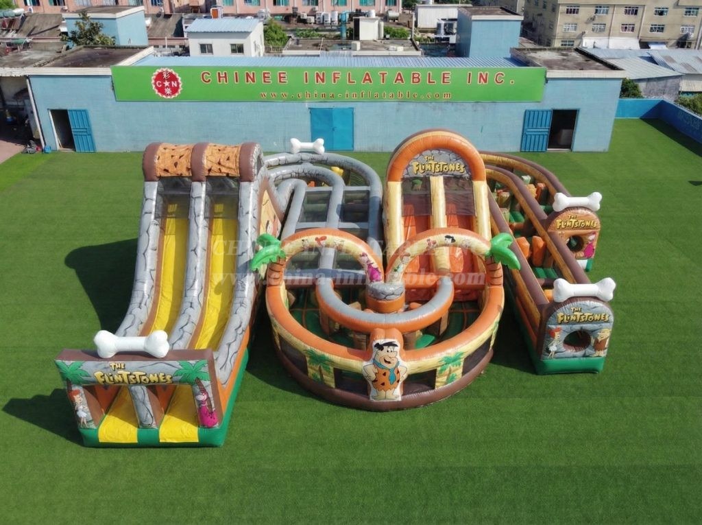 CR2-842 The Flintstones Theme Giant Inflatable Obstacle Courses Challenging Run