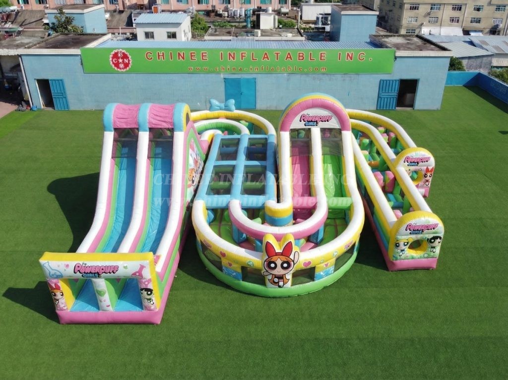 CR2-844 The Powerpuff Girls Theme Giant Inflatable Obstacle Courses Challenging Run