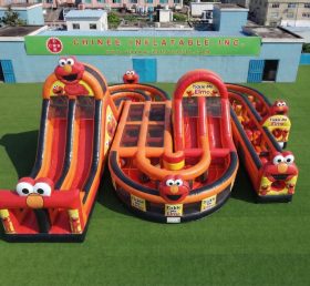 CR2-848 Tickle Me Elmo Theme Giant Inflatable Obstacle Courses Challenging Run