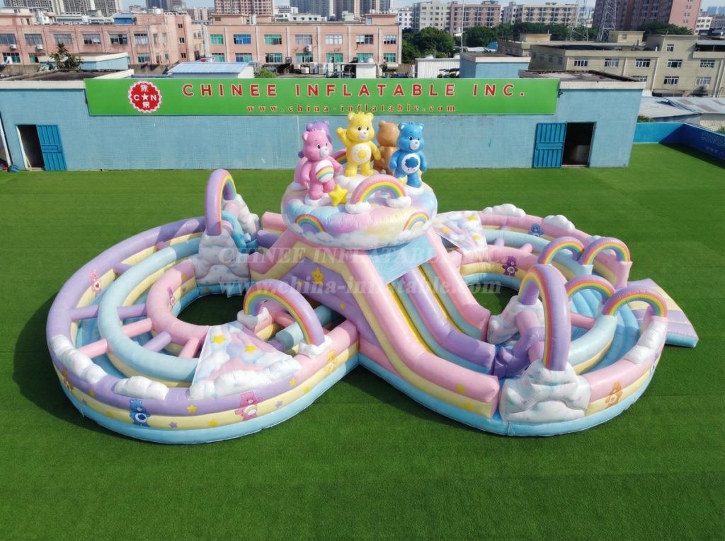 CR2-938 Care Bears Theme Ginat Inflatable Obstacle Courses Challenging Run