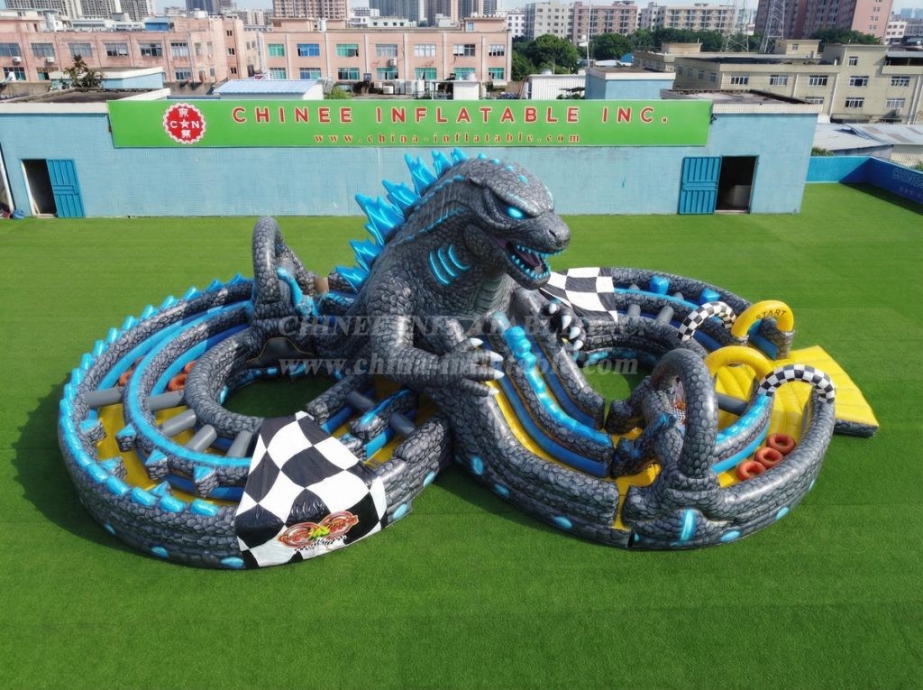 CR2-947 Godzilla Theme Ginat Inflatable Obstacle Courses Challenging Run