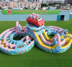 CR2-961 Peppa Pig Theme Ginat Inflatable Obstacle Courses Challenging Run