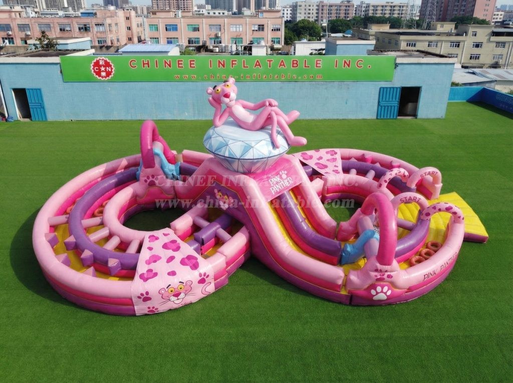 CR2-962 Pink Panther Theme Ginat Inflatable Obstacle Courses Challenging Run