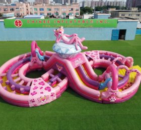 CR2-962 Pink Panther Theme Ginat Inflatable Obstacle Courses Challenging Run