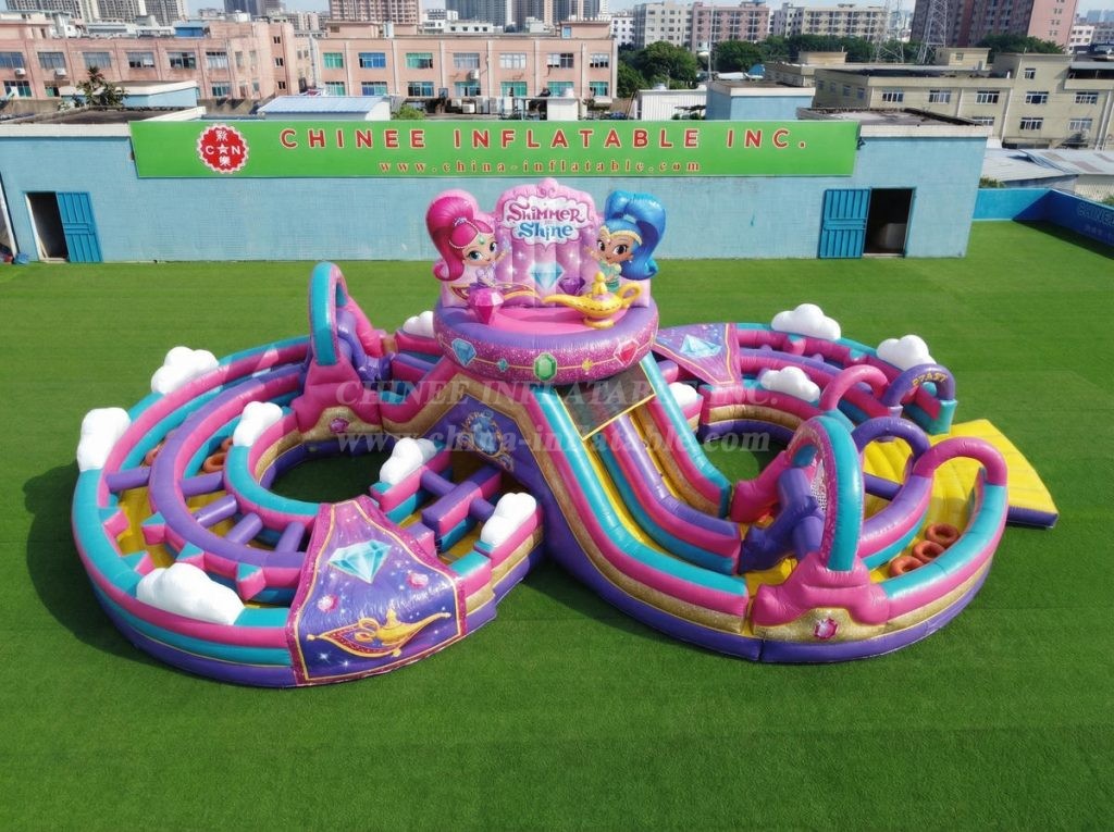 CR2-969 Shimmer & Shine Theme Ginat Inflatable Obstacle Courses Challenging Run