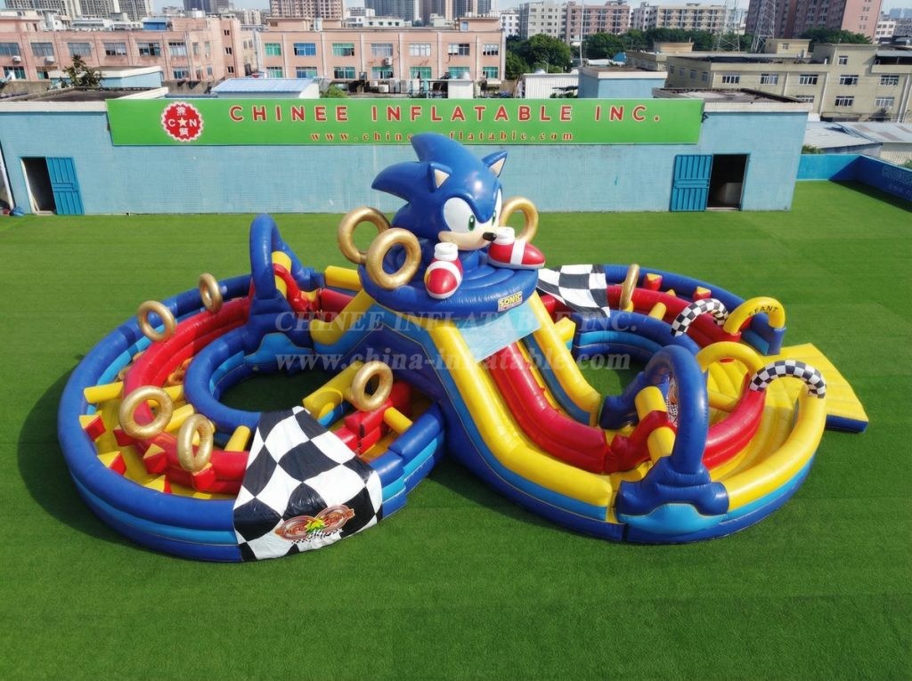 CR2-972 Sonic Theme Ginat Inflatable Obstacle Courses Challenging Run