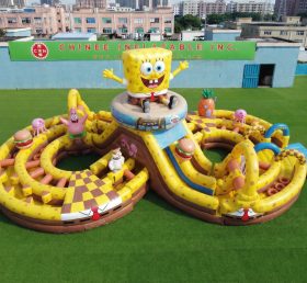 CR2-974 SpongeBob Theme Ginat Inflatable Obstacle Courses Challenging Run