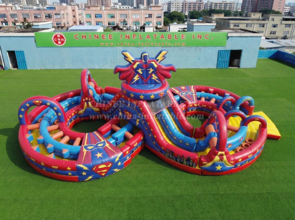 CR2-977 Superhero Theme Ginat Inflatable Obstacle Courses Challenging Run