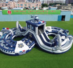 CR2-994 Police Station Theme Ginat Inflatable Obstacle Courses Challenging Run