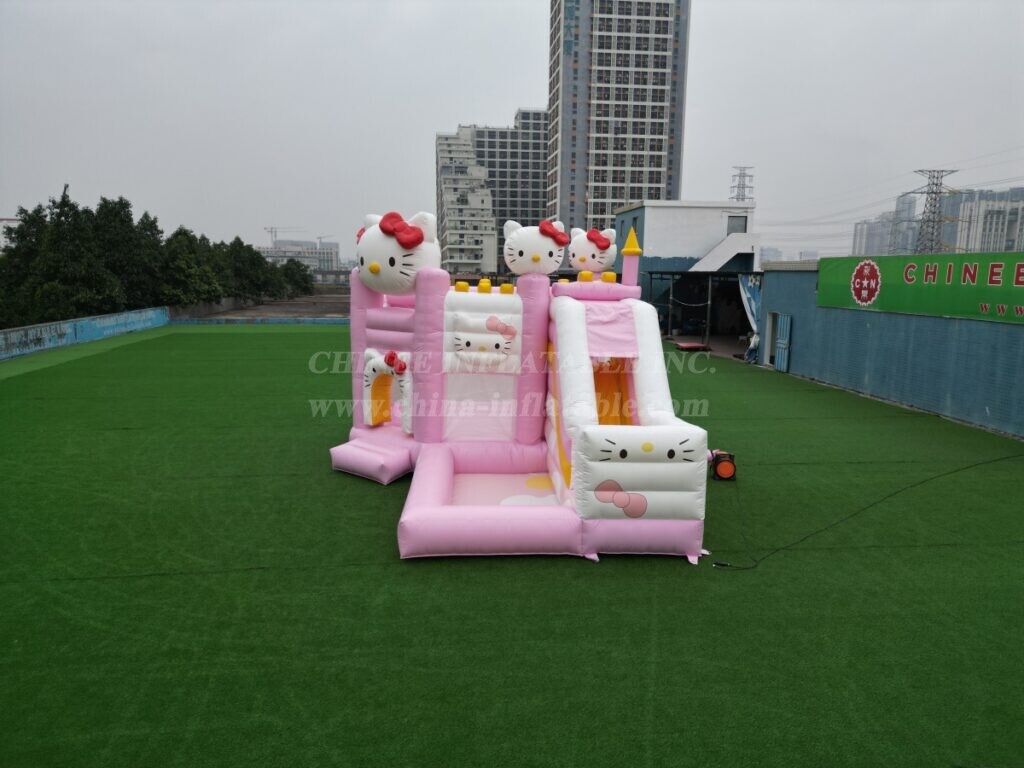 T2-8799 Hello Kitty Theme Bouncy Castle with Slide & Pool