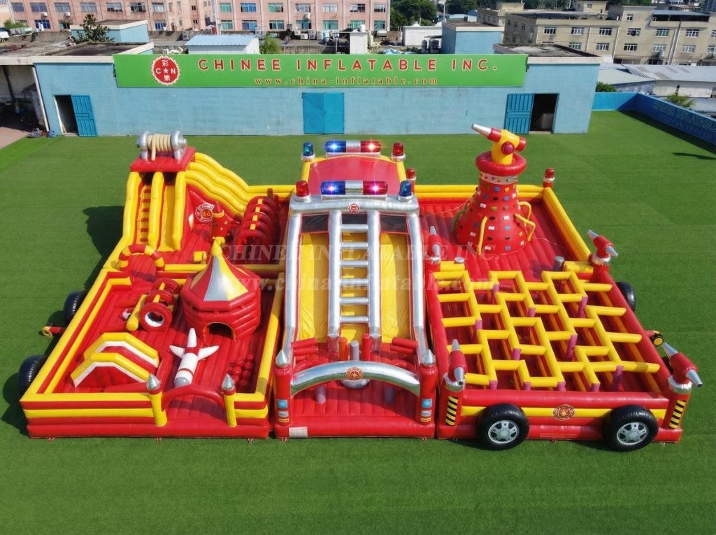 GF3-906 Firetruck Theme Inflatable Park