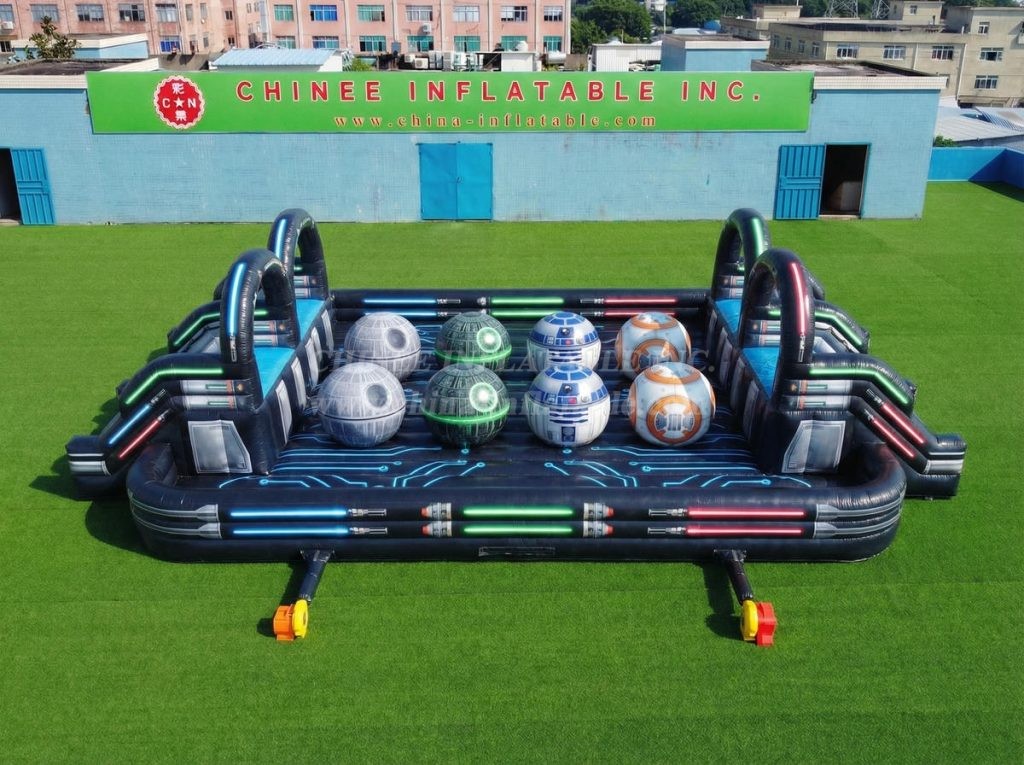 T11-4751U Star Wars Theme Inflatable Dual Wipeout Big Balls Obstacle Course