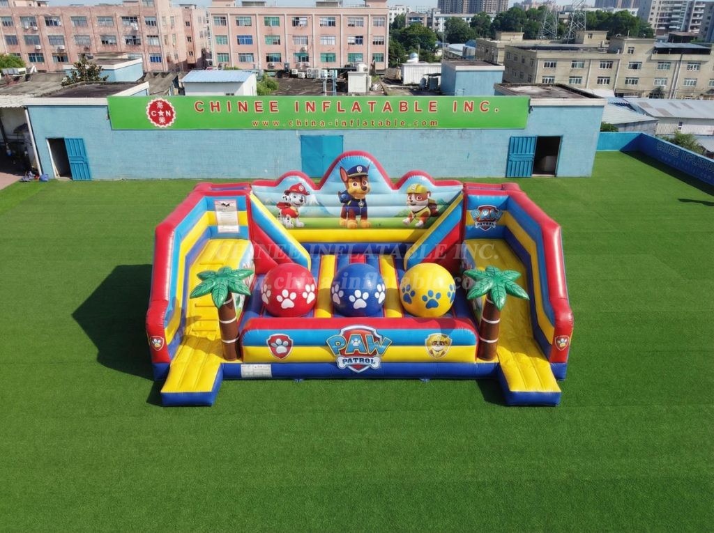 T11-4750J Paw Patrol Theme Inflatable Wipeout Big Balls Obstacle Course