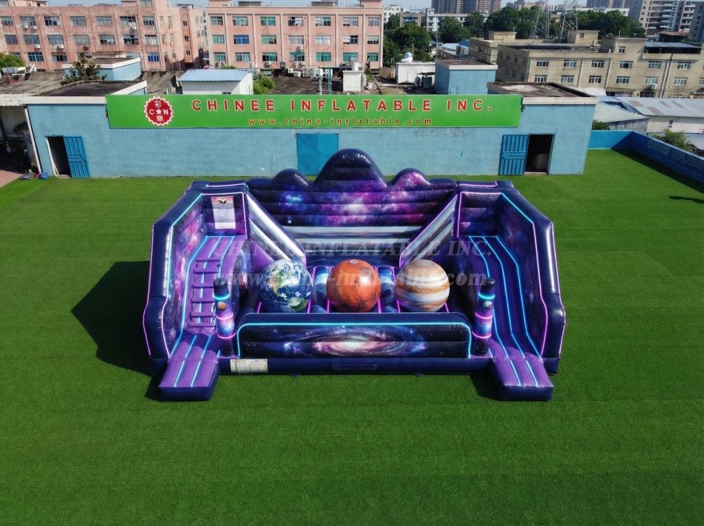 T11-4750N Space Theme Inflatable Wipeout Big Balls Obstacle Course