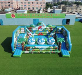 T11-4750P The Smurfs Theme Inflatable Wipeout Big Balls Obstacle Course