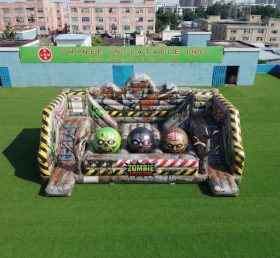 T11-4750 Zombie Theme Inflatable Wipeout Big Balls Obstacle Course