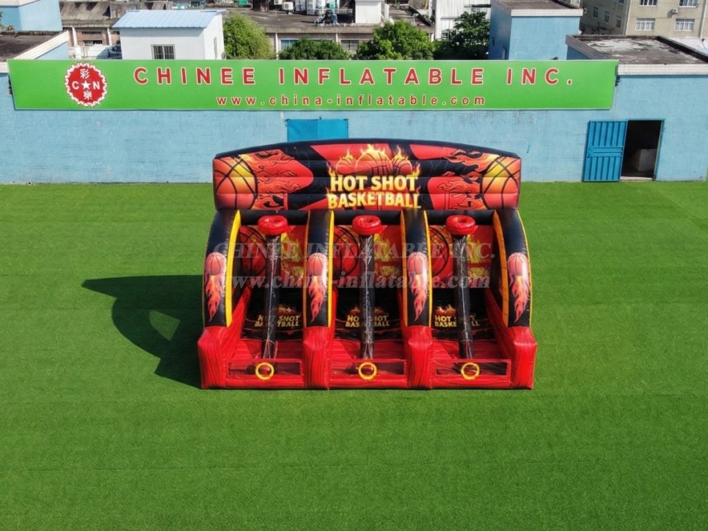 T11-7315 Commercial Triple Lane “Hot Shot” Basketball Inflatable Toss Game