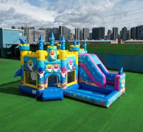 T2-8773 Baby Shark Theme Bouncy Castle with Slide & Pool
