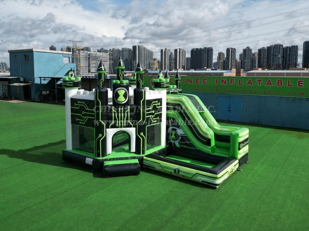 T2-8777 Ben 10 Theme Bouncy Castle with Slide & Pool