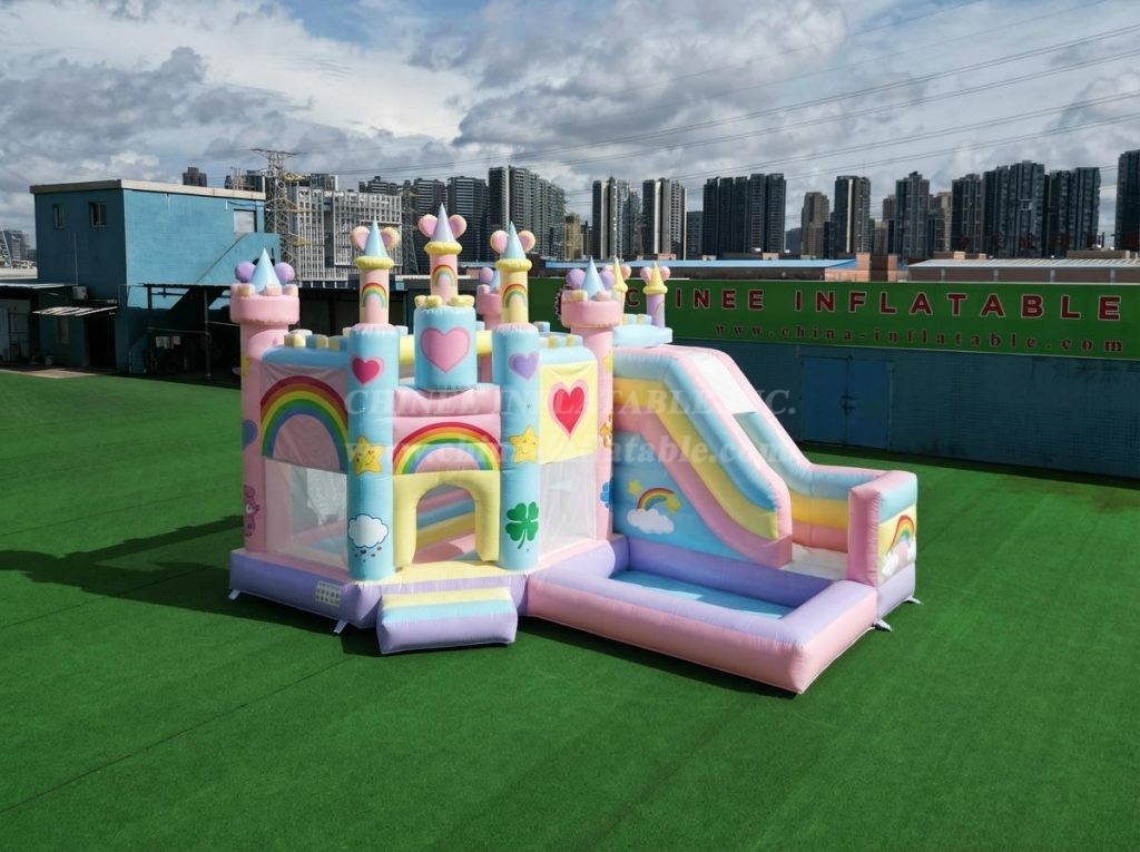 T2-8786 Care Bears Theme Bouncy Castle with Slide & Pool