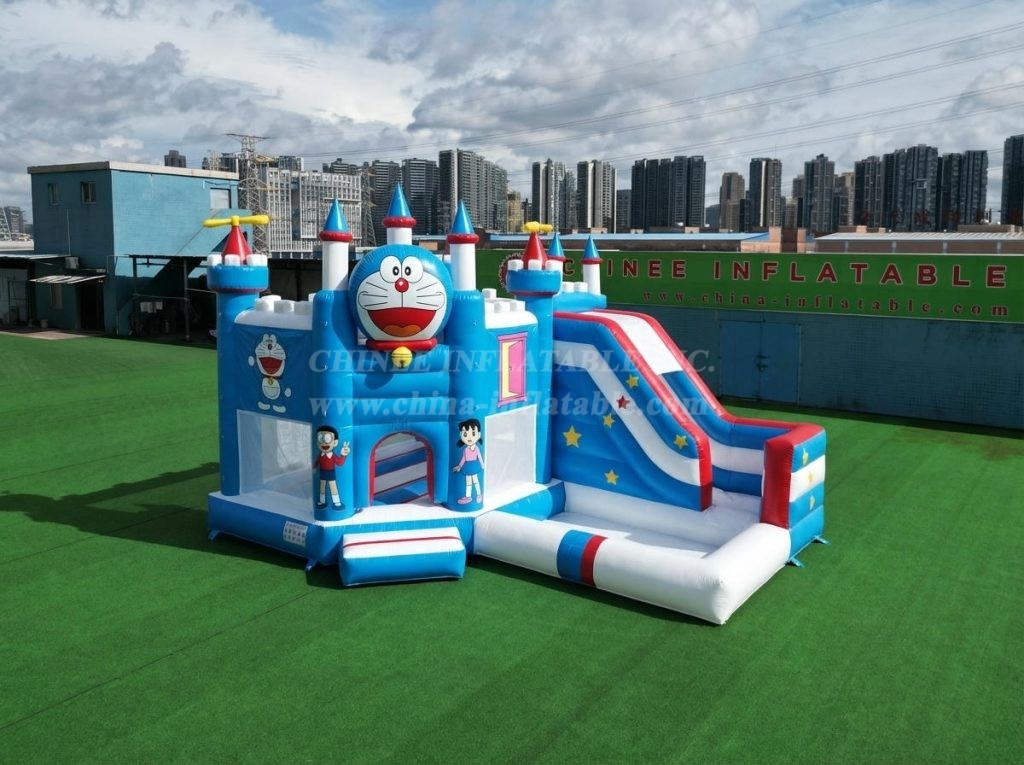 T2-8791 Doraemon Theme Bouncy Castle with Slide & Pool