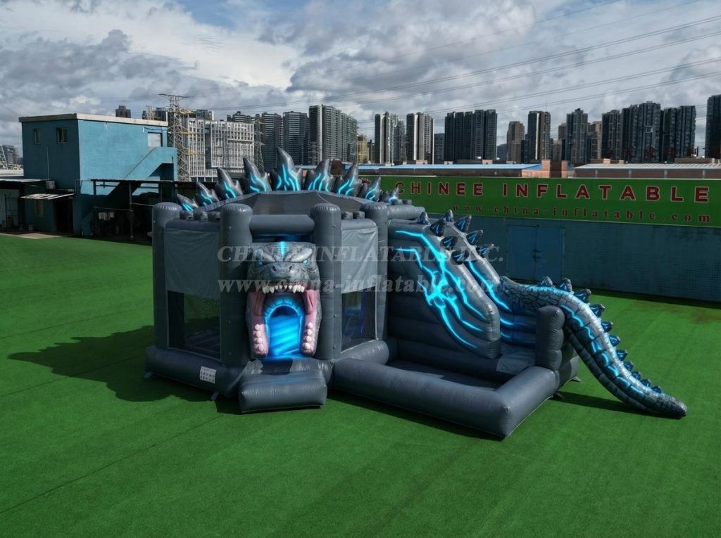 T2-8797 Godzilla Theme Bouncy Castle with Slide & Pool