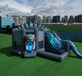 T2-8797 Godzilla Theme Bouncy Castle with Slide & Pool