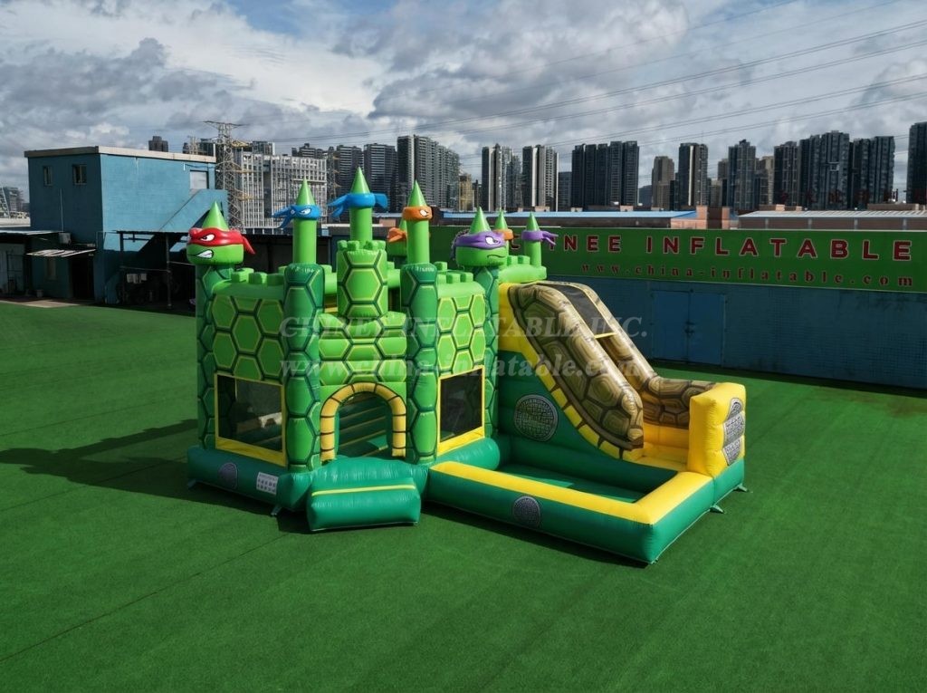 T2-8816 Ninja Turtles Theme Bouncy Castle with Slide & Pool