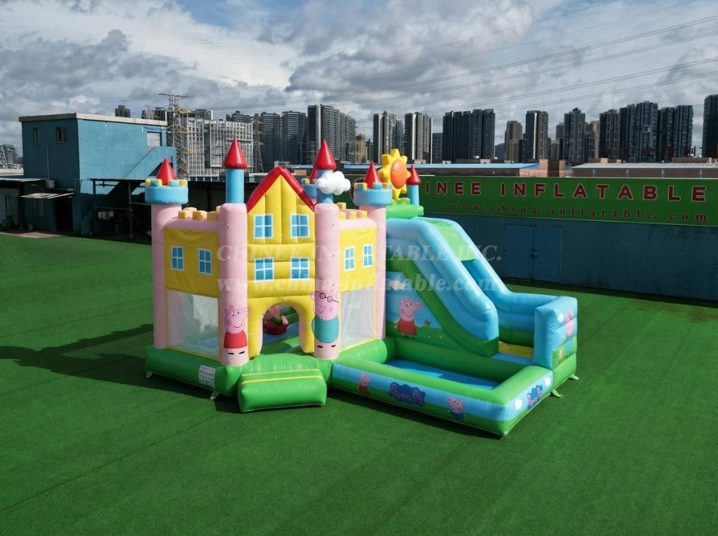 T2-8820 Peppa Pig Theme Bouncy Castle with Slide & Pool