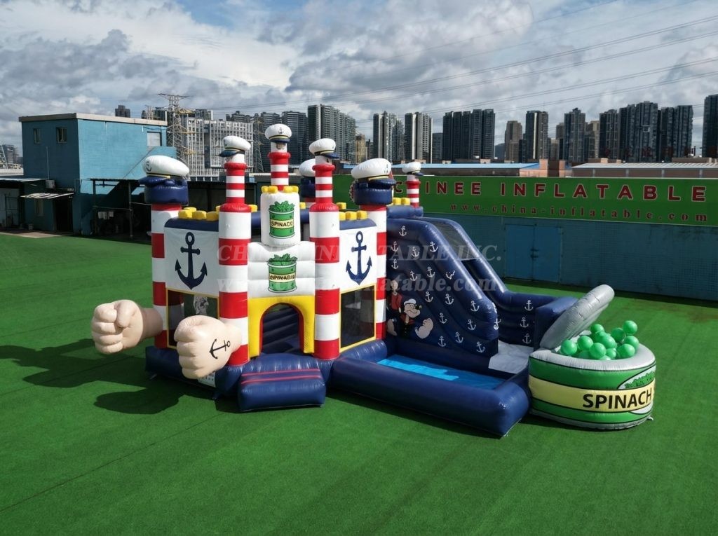 T2-8824 Popeye Theme Bouncy Castle with Slide & Pool