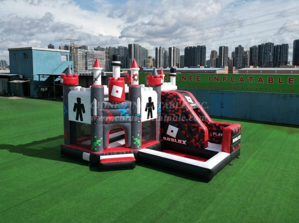T2-8826 Roblox Theme Bouncy Castle with Slide & Pool