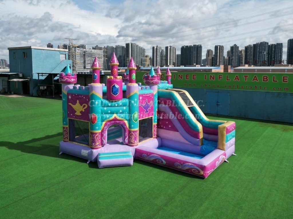 T2-8830 Shimmer & Shine Theme Bouncy Castle with Slide & Pool