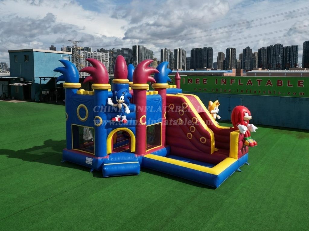 T2-8834 Sonic Theme Bouncy Castle with Slide & Pool